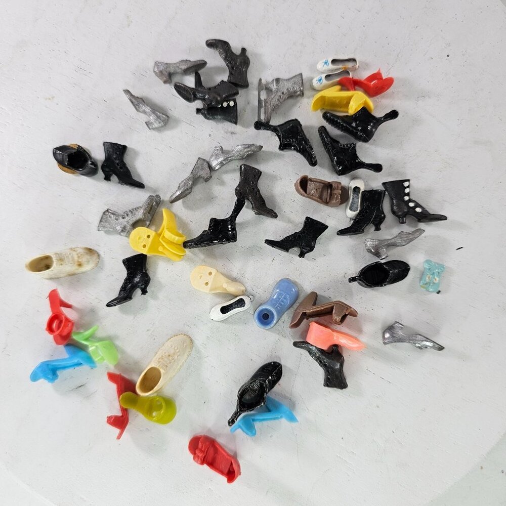 Assorted Vintage Miniature Shoes Lot Barbie Doll Boots Pewter Charms Hong Kong